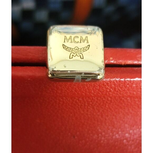 MCM Red Studded Leather Frame Bag and Matching Wallet - Picture 13 of 16